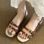 Damen Riemchen-Sandalen mit komfortablem Fußbett und modischem Schnallen-Design R&B