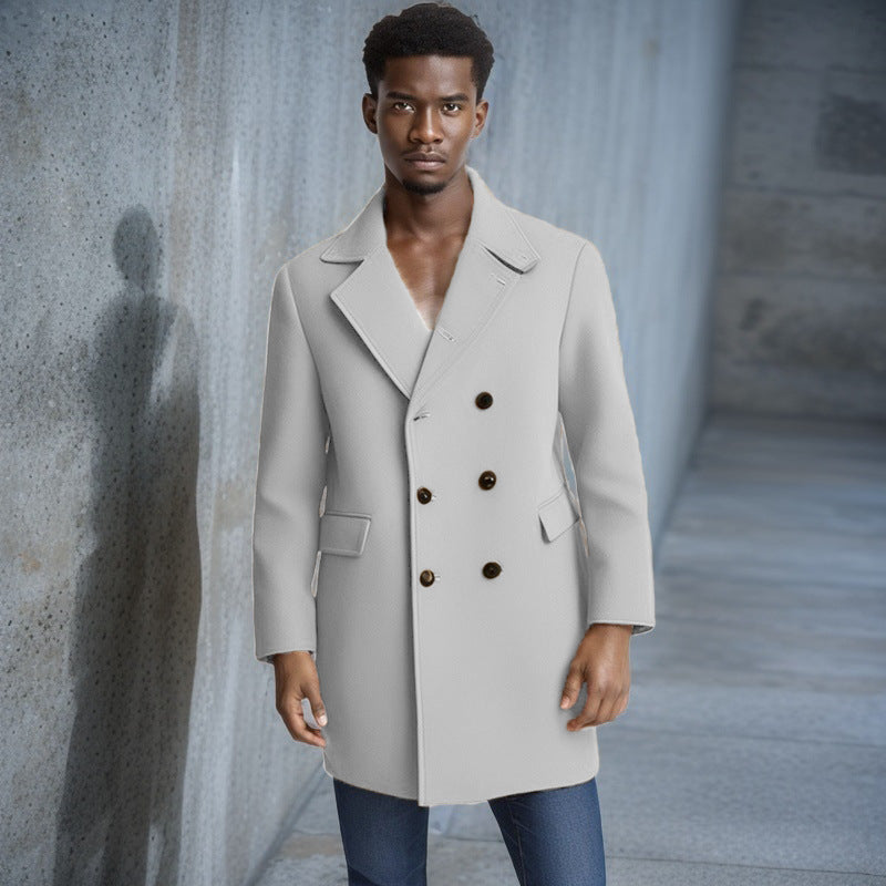 Herren eleganter Doppelreiher-Mantel mit modernem Schnitt und praktischen Taschen R&B