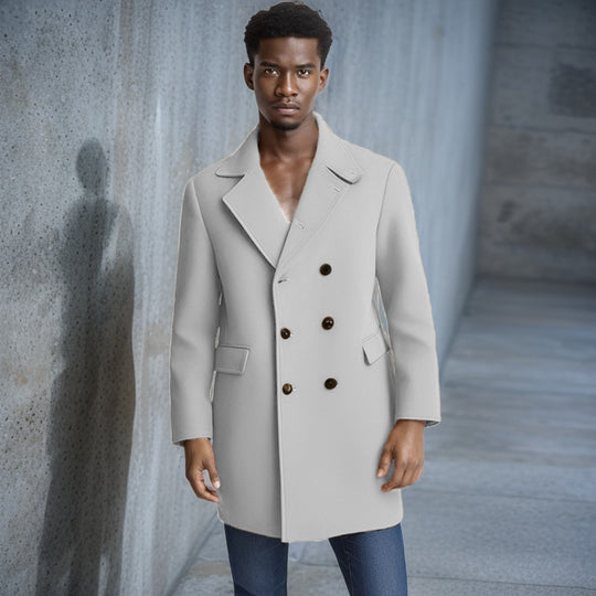 Herren eleganter Doppelreiher-Mantel mit modernem Schnitt und praktischen Taschen R&B