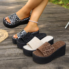 Damen Plattform-Sandalen mit tierischem Muster R&B