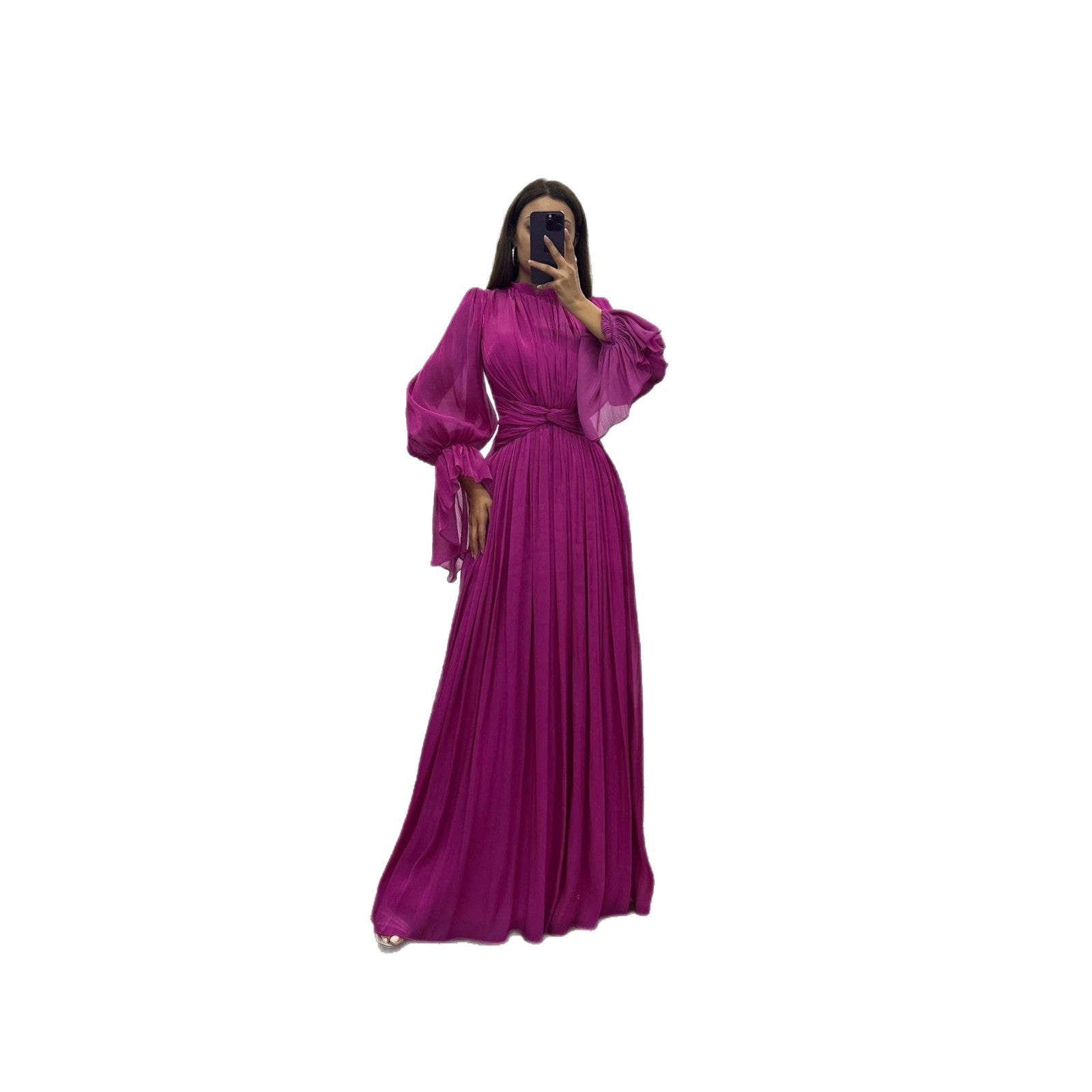 Damen Maxikleid mit figurschmeichelndem Schnitt und eleganter Raffung EB