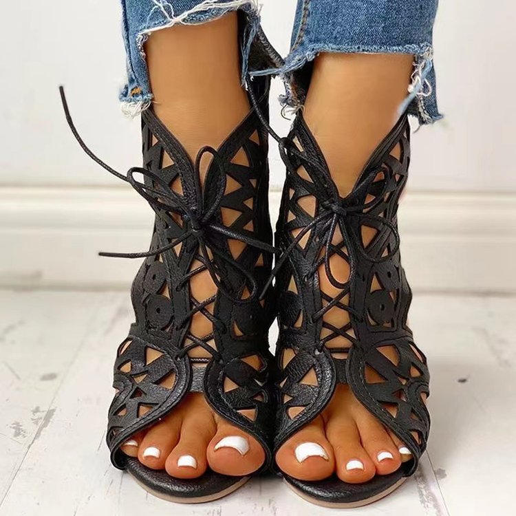 Damen Schnürsandalen mit luftiger Cut-Out-Optik und rutschfester Sohle R&B