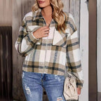 Damen Karierte Oversize-Hemdjacke mit Taschen R&B