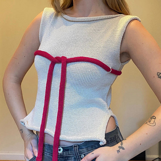 Damen Strickoberteil mit raffinierten Knoten- und Schleifendetails R&B