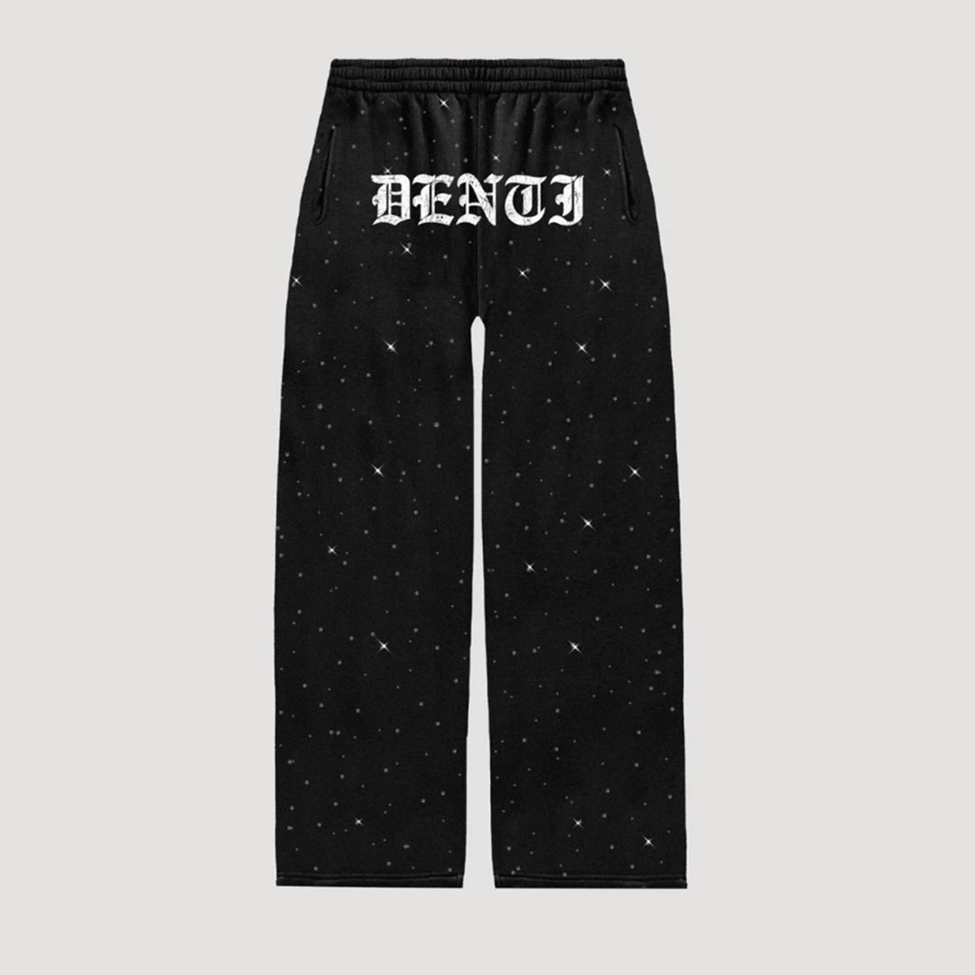 Damen nan weite Sweathose mit Sternenallover, Gothic-Logoprint, elastischem Bund und Eingrifftaschen R&B