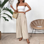 Damen Weite Palazzo-Hose mit elastischem Bund und seitlichen Taschen