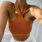Damen Crop-Top mit schickem Kreuz-Trägerdesign R&B