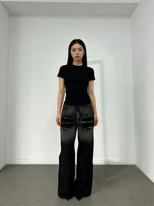 Damen Weite Denim-Jeans mit praktischen Taschen