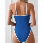 Damen einteiliges Badeoutfit mit modernem Schnitt und verstellbaren Trägern R&B
