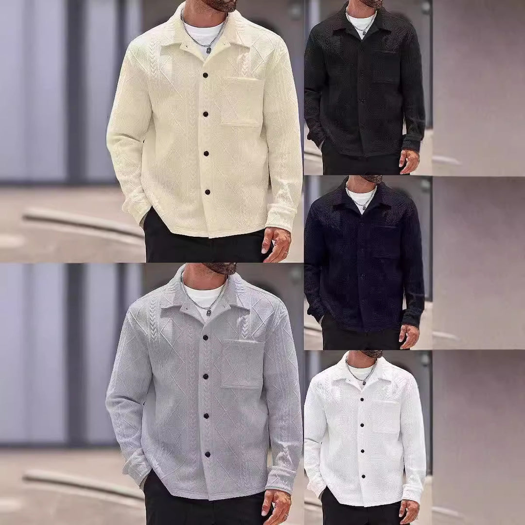 Herren Strickhemd mit modernem Design und strukturiertem Gewebe R&B