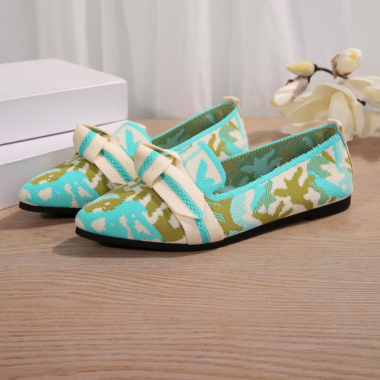 Damen Ballerinas mit elegantem, floralem Muster und modischer Knotenapplikation R&B