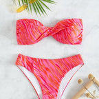 Damen Bandeau-Bikini mit elastischem Wickeldesign und hohem Beinausschnitt R&B