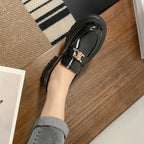 Damen elegante Loafers mit glänzender Oberfläche und robustem Plateau R&B