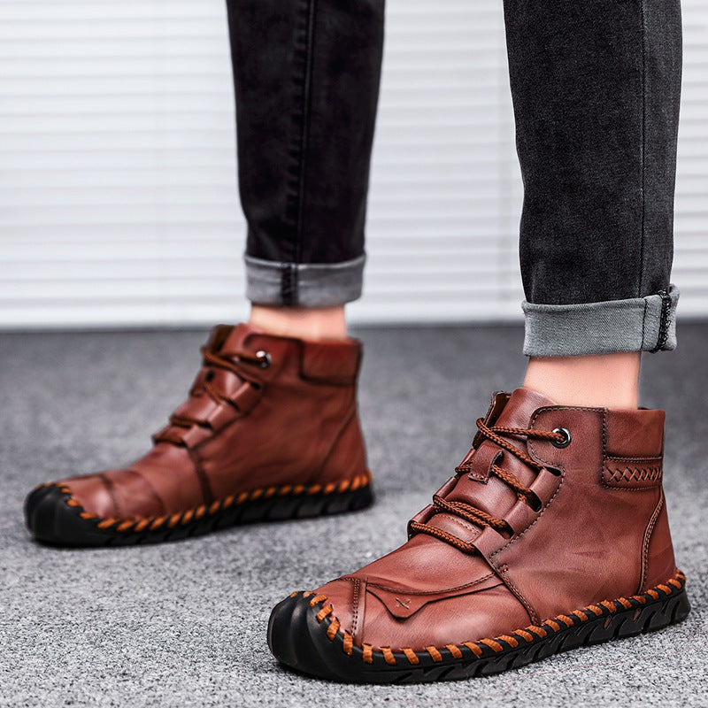 Damen elegante und bequeme Lederstiefeletten R&B
