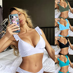Damen Triangel-Bikinioberteil mit verspielten Rüschen R&B