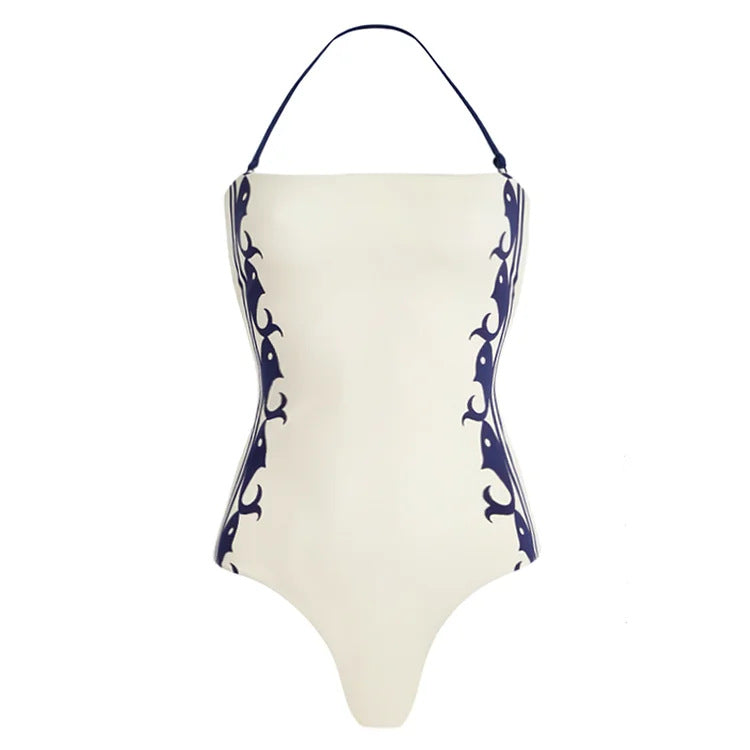 Damen Einteiler Badeanzug mit raffiniertem Cut-Out und dekorativen Schleifen R&B