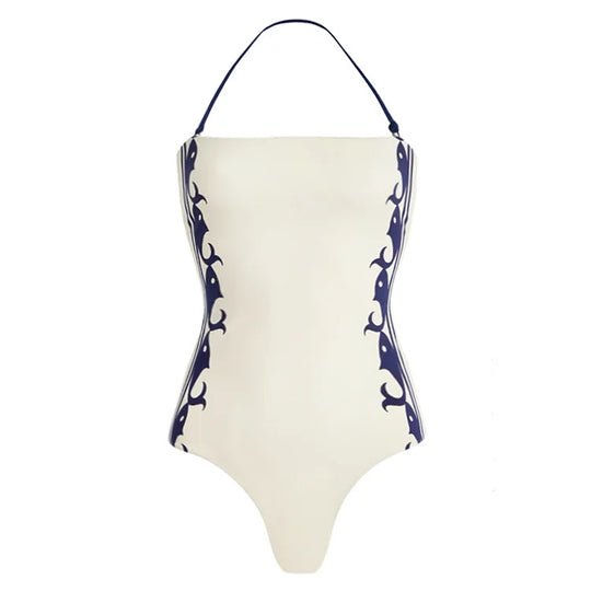 Damen Einteiler Badeanzug mit raffiniertem Cut-Out und dekorativen Schleifen R&B