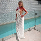 Damen Elegantes Strandkleid mit transparenten Einsätzen und schmalem Schnitt R&B
