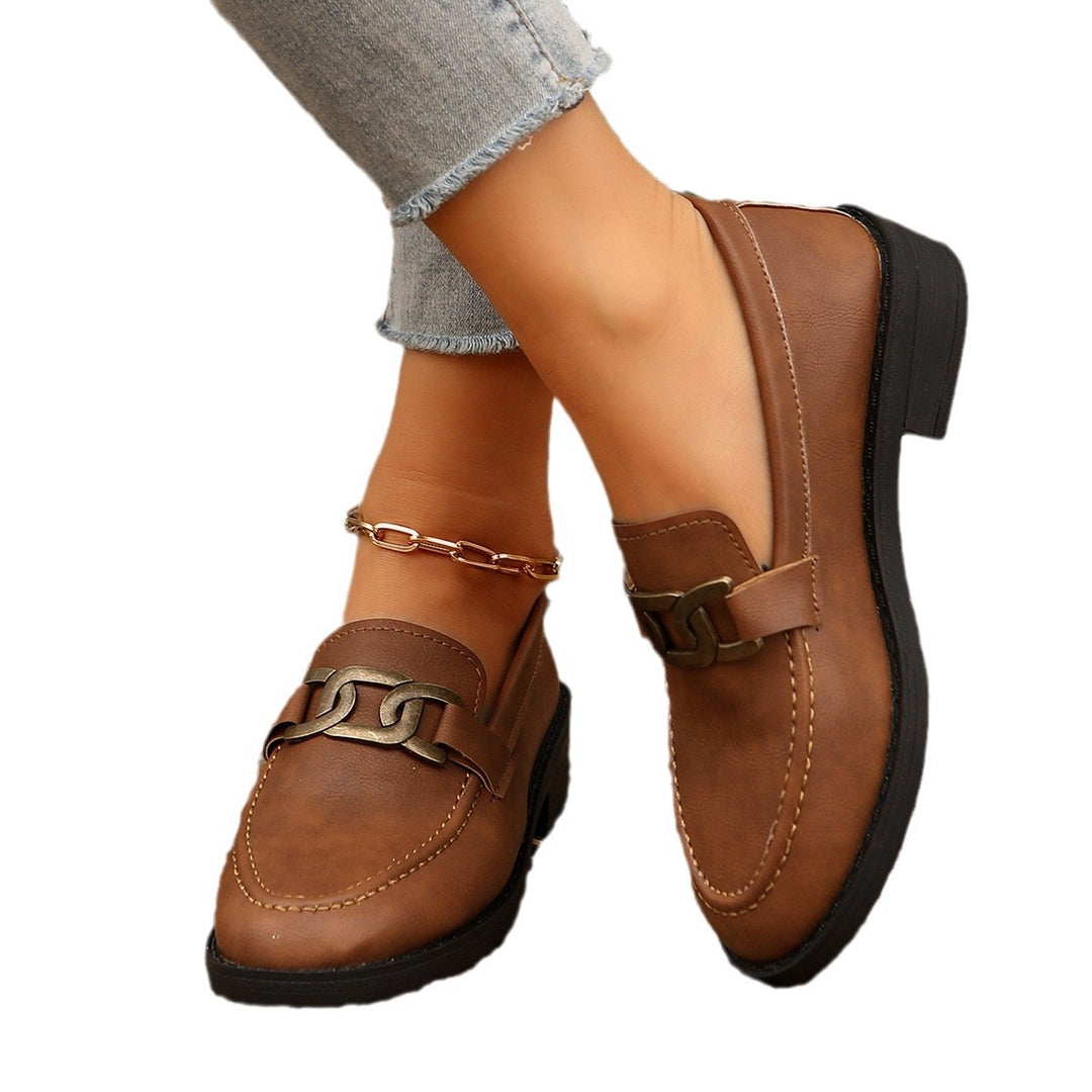 Damen elegante Mokassins mit modischem Kettendesign R&B