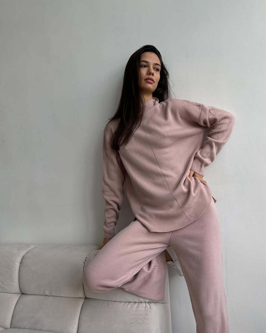 Damen lässiges Sweat-Set mit hohem Kragen und elegantem Schnitt R&B