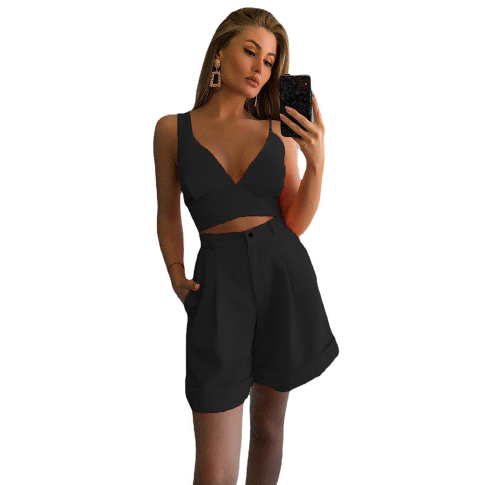 Damen Crop-Top und Shorts Set R&B