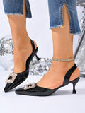 Damen Slingback High Heels mit funkelndem Schmuckdetail R&B