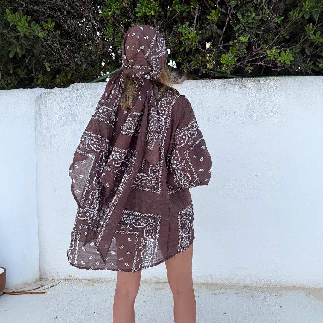 Damen Kimono-Jacke mit eleganter Bandana-Optik und taillierbarem Design R&B