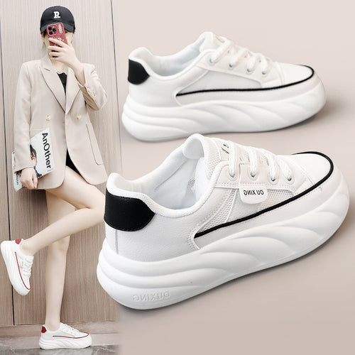 Damen trendige Chunky Sneakers mit hochgezogener Sohle und atmungsaktivem Obermaterial R&B