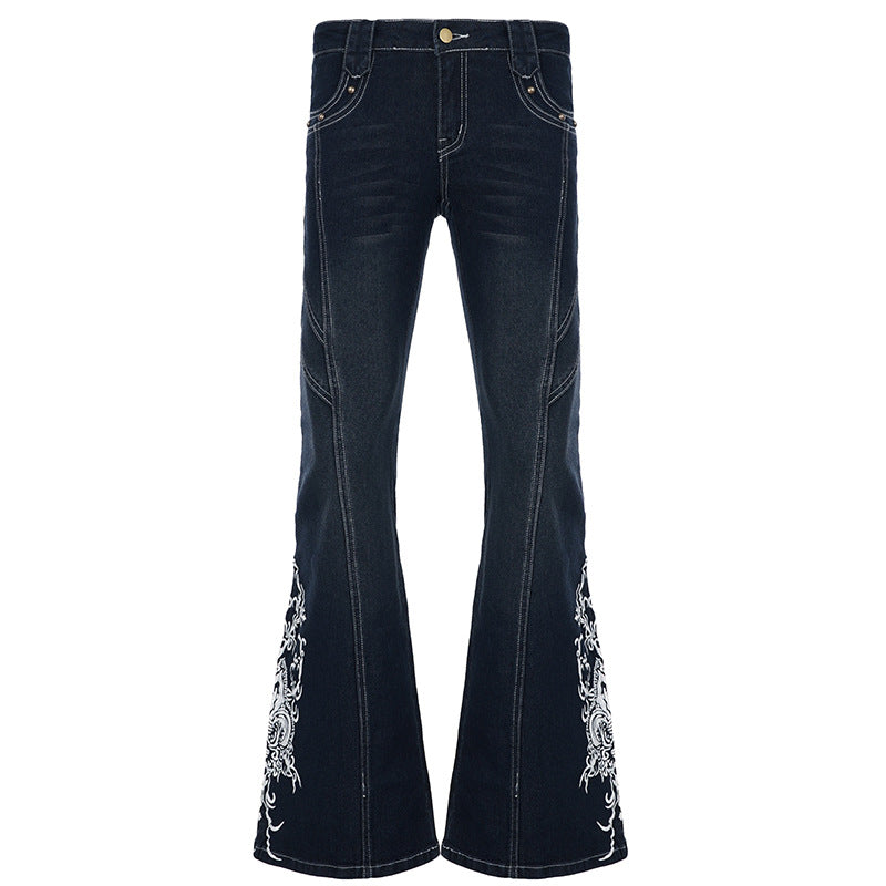 Damen Bootcut-Jeans mit kunstvollen Stickdetails R&B