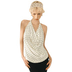 Damen Top mit elegantem Wasserfallausschnitt und Punktedesign R&B