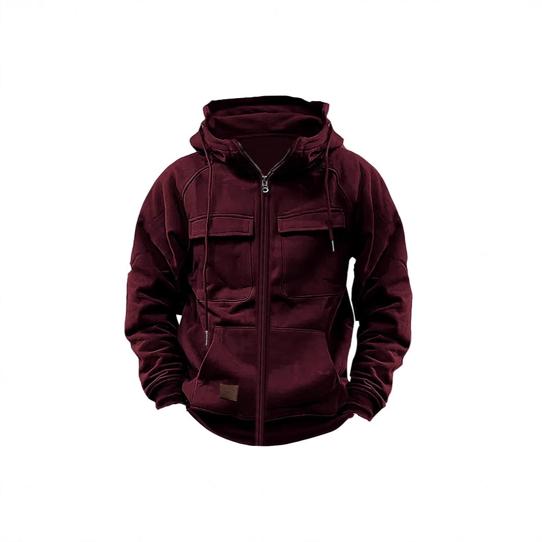 Herren Fleecejacke mit hohem Kragen und praktischen Taschen R&B
