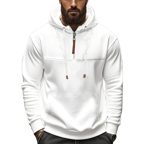 Herren Sportlicher Kapuzenpullover mit halbem Reißverschluss und Kordelzug R&B