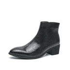 Damen Modische Ankle Boots mit schickem Schlangenleder-Design