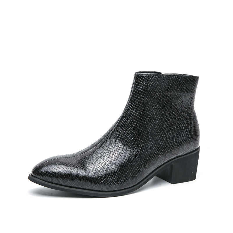 Damen Modische Ankle Boots mit schickem Schlangenleder-Design