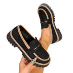 Damen Klassische Loafer mit rutschfester Sohle und glänzendem Finish R&B