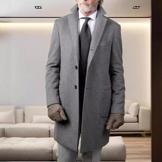 Herren eleganter Wollmantel mit schlanker Silhouette R&B