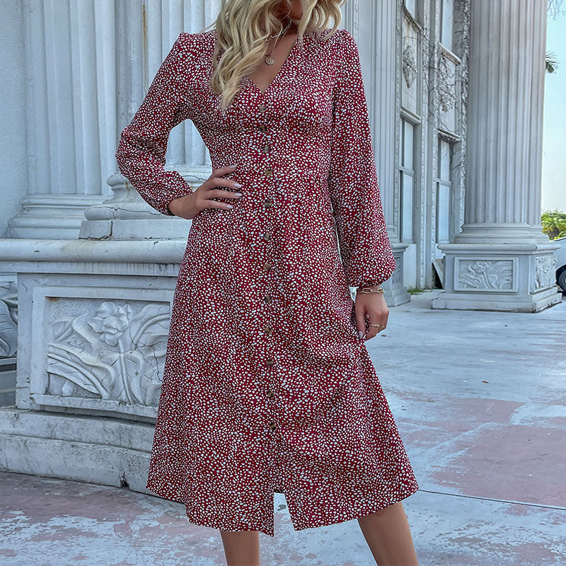 Damen Hemdkleid mit elegantem V-Ausschnitt und Knopfdetails R&B
