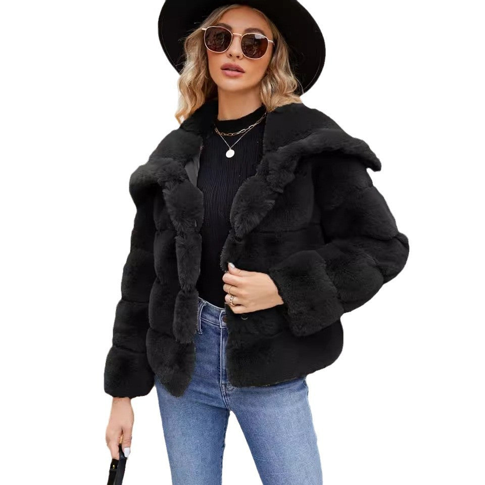 Damen Fleece-Puffjacke mit Kapuze R&B
