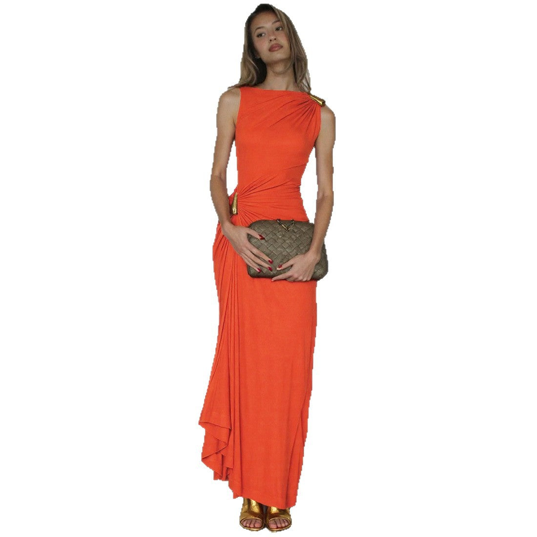 Damen Elegantes Maxikleid mit asymmetrischem Schnitt und drapiertem Detail R&B