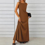 Damen elegantes Maxikleid mit schwingendem Saum und klassischem Schnitt R&B
