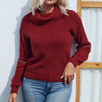 Damen modischer Rollkragenpullover mit strukturierter Optik und luftigen Ärmeln