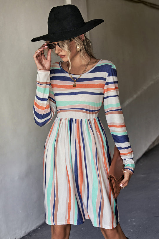 Damen Freizeitkleid mit schickem Streifenmuster und taillierter Passform R&B