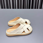 Damen trendige Clogs mit kreuzverzierten Riemen und weichem Innenfutter R&B