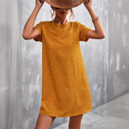 Damen lässiges Polka-Dot Kleid mit kurzem Arm und bequemem Schnitt R&B