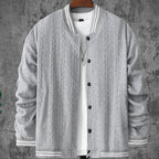 Herren stylische Bomberjacke mit strukturiertem Strickmuster und sportlichen Akzenten R&B