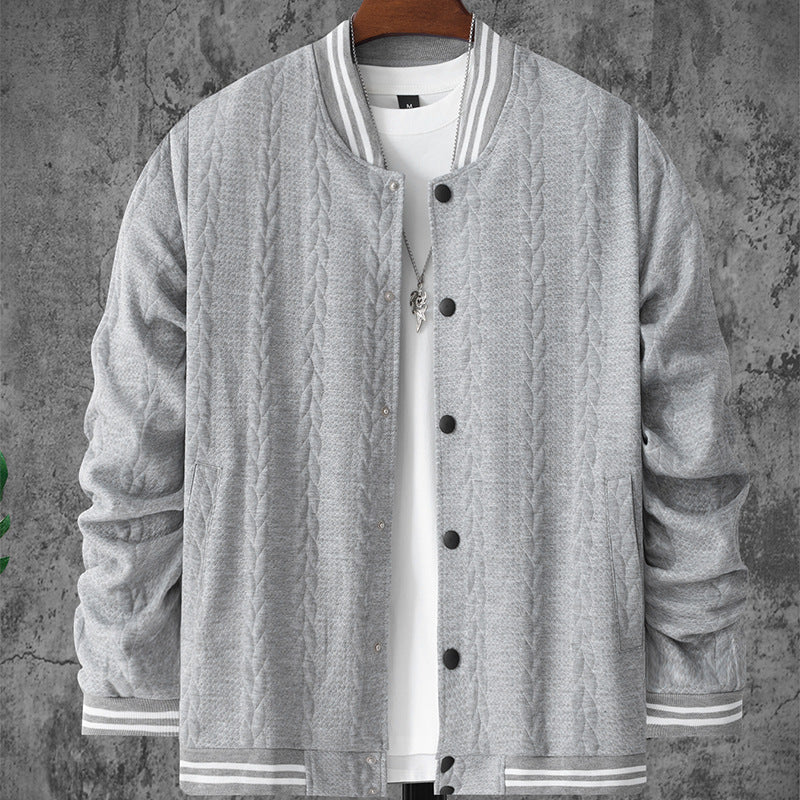Herren stylische Bomberjacke mit strukturiertem Strickmuster und sportlichen Akzenten R&B