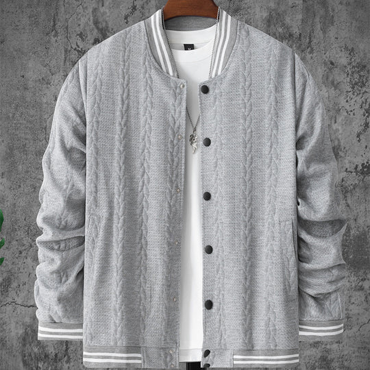 Herren stylische Bomberjacke mit strukturiertem Strickmuster und sportlichen Akzenten R&B
