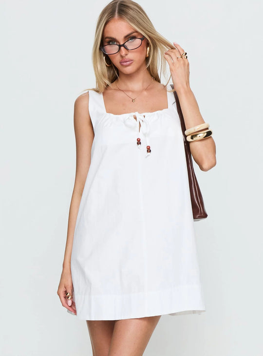 Damen lässiges Sommerkleid mit verstellbarem Schnürdesign und luftiger Silhouette R&B