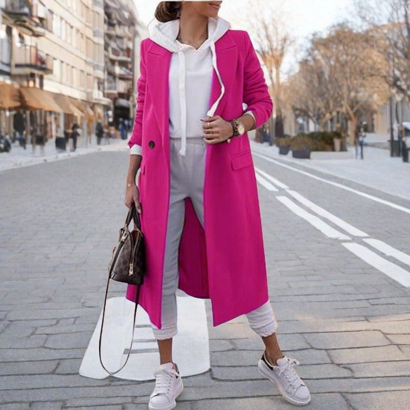 Damen eleganter trenchcoat mit Kapuze R&B