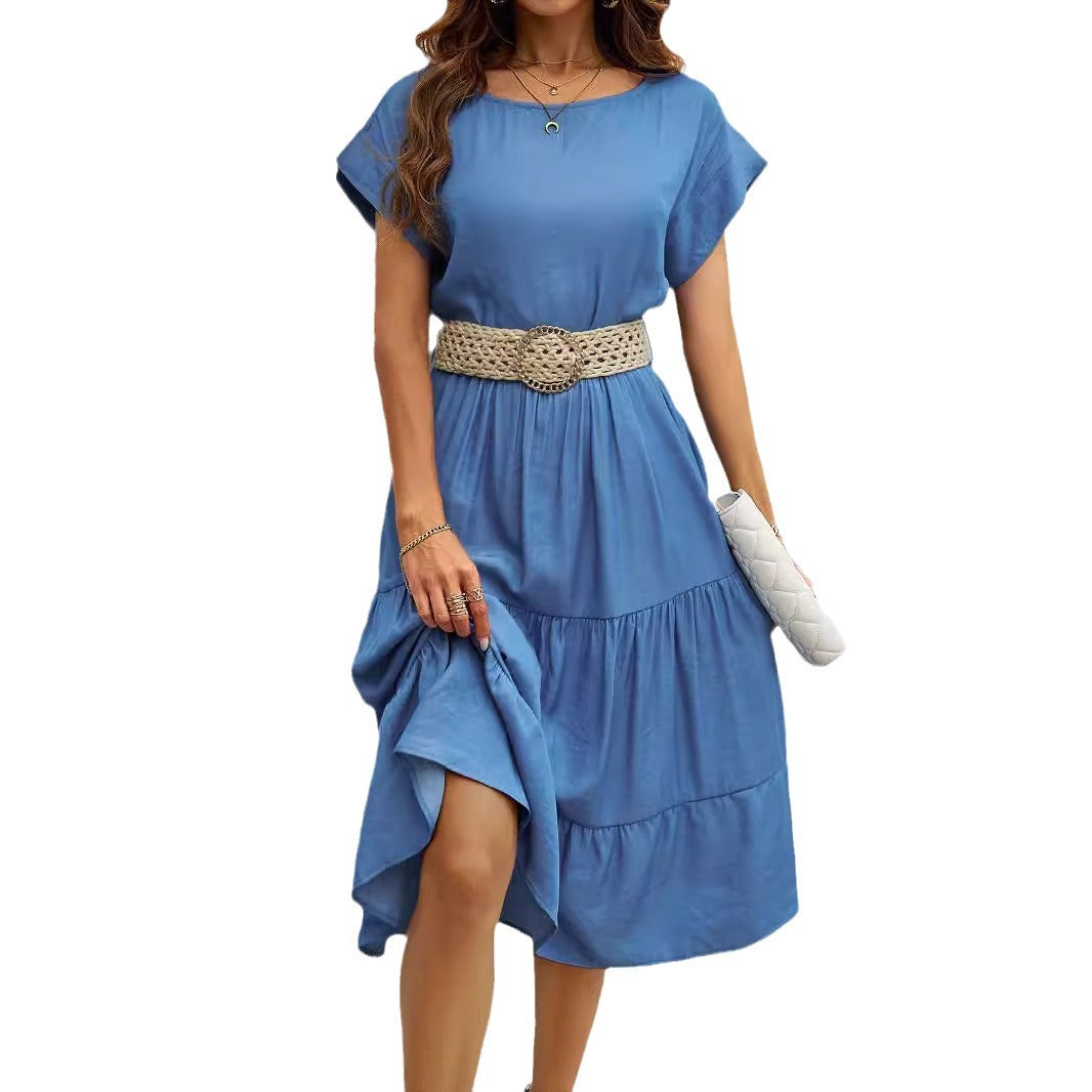 Damen Midikleid mit voluminösem Rock und eleganten Rüschendetails R&B